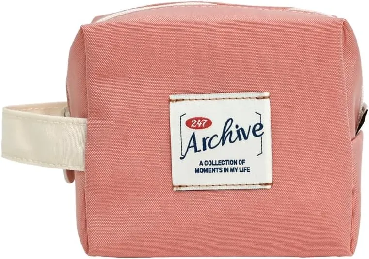 Monolike Archive Cube Mini Pouch, Indie Pink - Makeup Bag, Cosmetic Bag, Travel Bag, Toiletry Bag, Organizer, Storage Bag