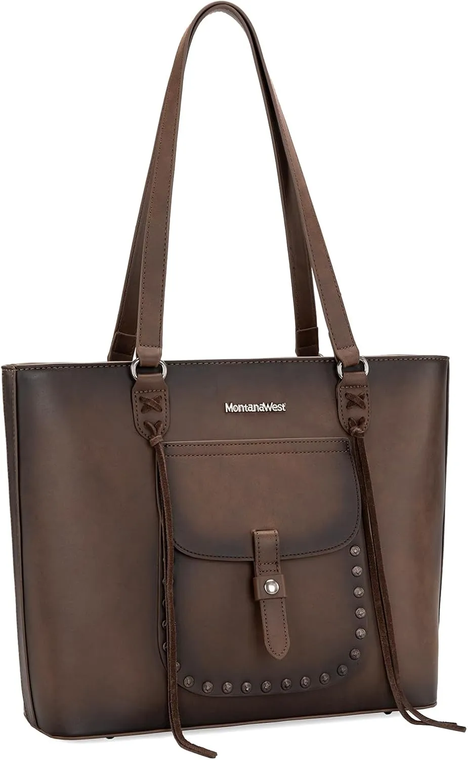 Montana West Western Two-Tone Large Tote Bag for Women Vintage Top Handle Ladies Shoulder Bags