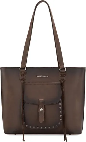 Montana West Western Two-Tone Large Tote Bag for Women Vintage Top Handle Ladies Shoulder Bags