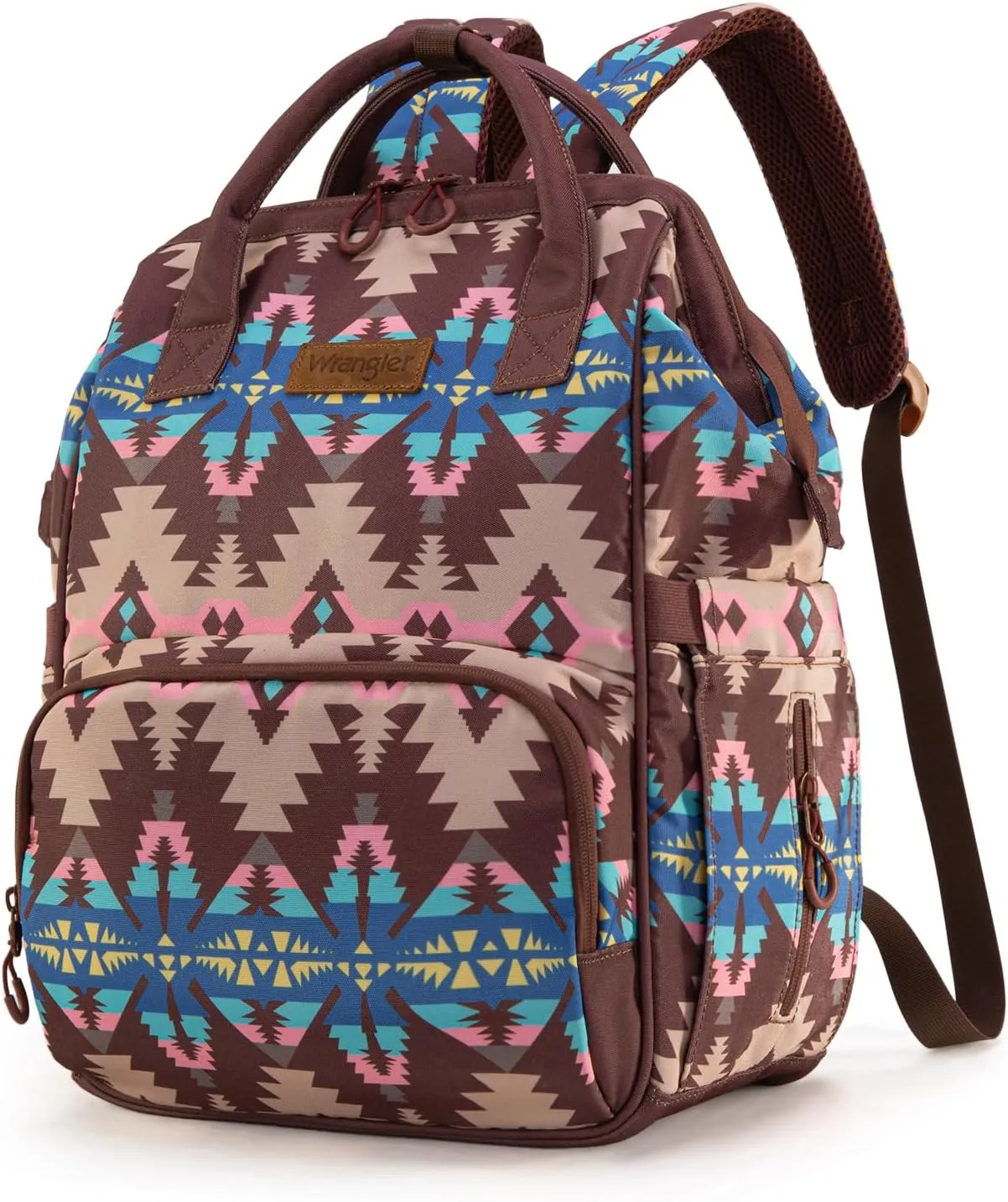Montana West x Wrangler Diaper Bag Backpack Aztec Travel Backpack Purses Western Multi-Function Baby Bags for Mom with Waterproof Insulated Pockets