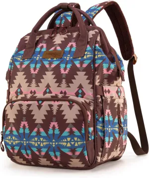 Montana West x Wrangler Diaper Bag Backpack Aztec Travel Backpack Purses Western Multi-Function Baby Bags for Mom with Waterproof Insulated Pockets