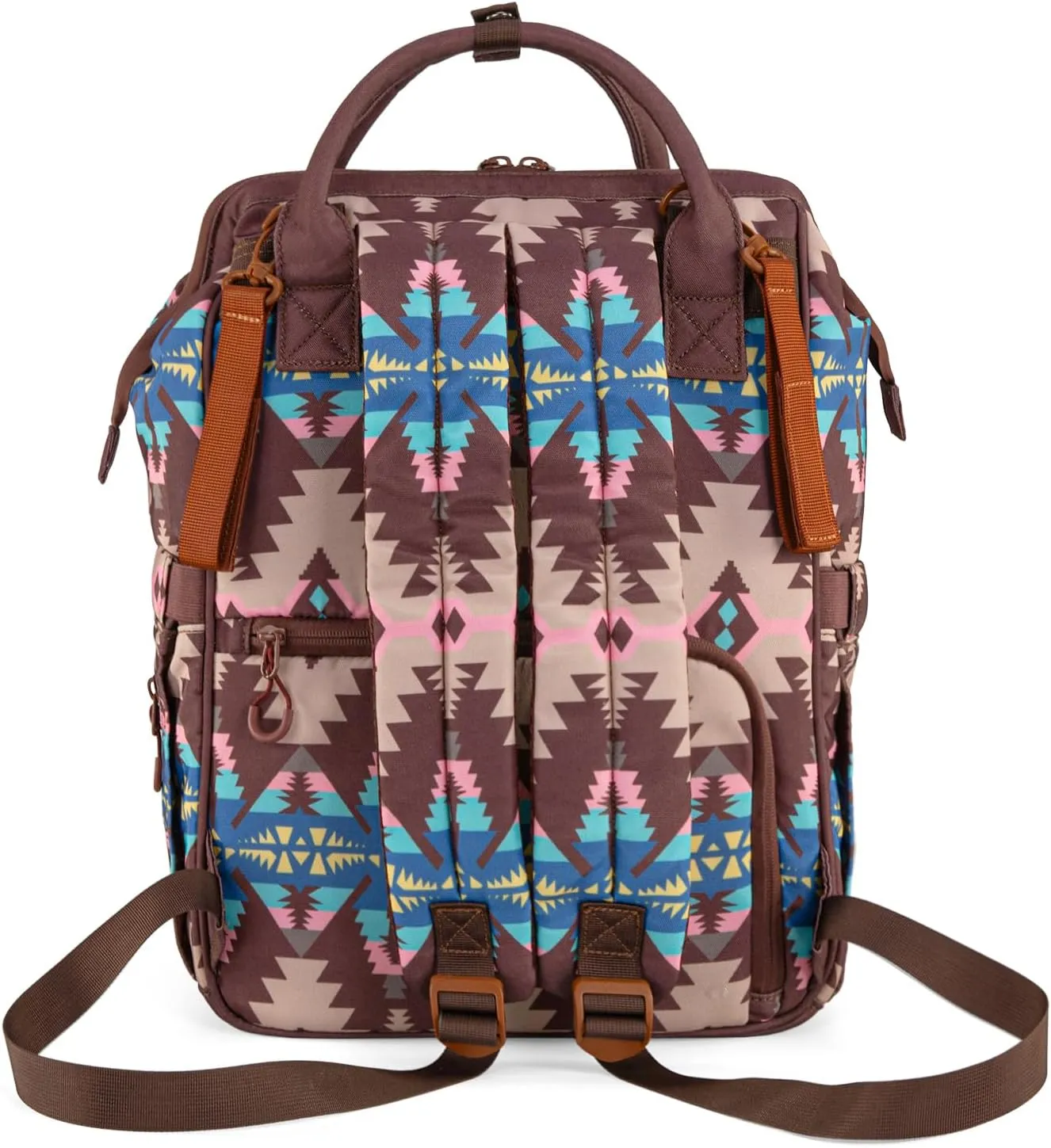 Montana West x Wrangler Diaper Bag Backpack Aztec Travel Backpack Purses Western Multi-Function Baby Bags for Mom with Waterproof Insulated Pockets