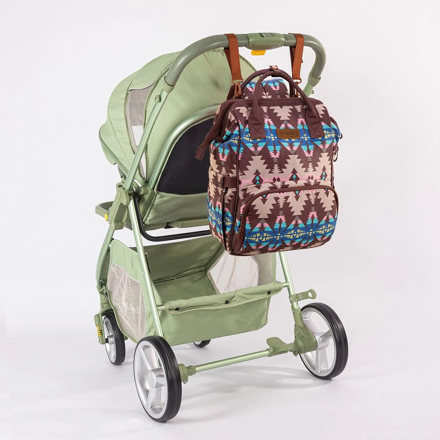 Montana West x Wrangler Diaper Bag Backpack Aztec Travel Backpack Purses Western Multi-Function Baby Bags for Mom with Waterproof Insulated Pockets