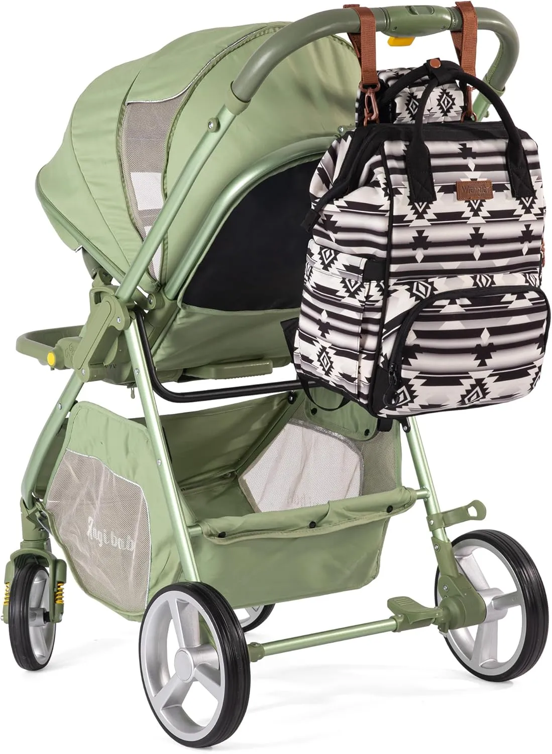 Montana West x Wrangler Diaper Bag Backpack Aztec Travel Backpack Purses Western Multi-Function Baby Bags for Mom with Waterproof Insulated Pockets