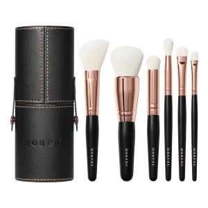 Morphe Rose Away Makeup Brushes - 6 Piece Makeup Brush Set of Eye and Face Brushes - Made with Synthetic Bristles and Includes Makeup Brush Case (6 Count)