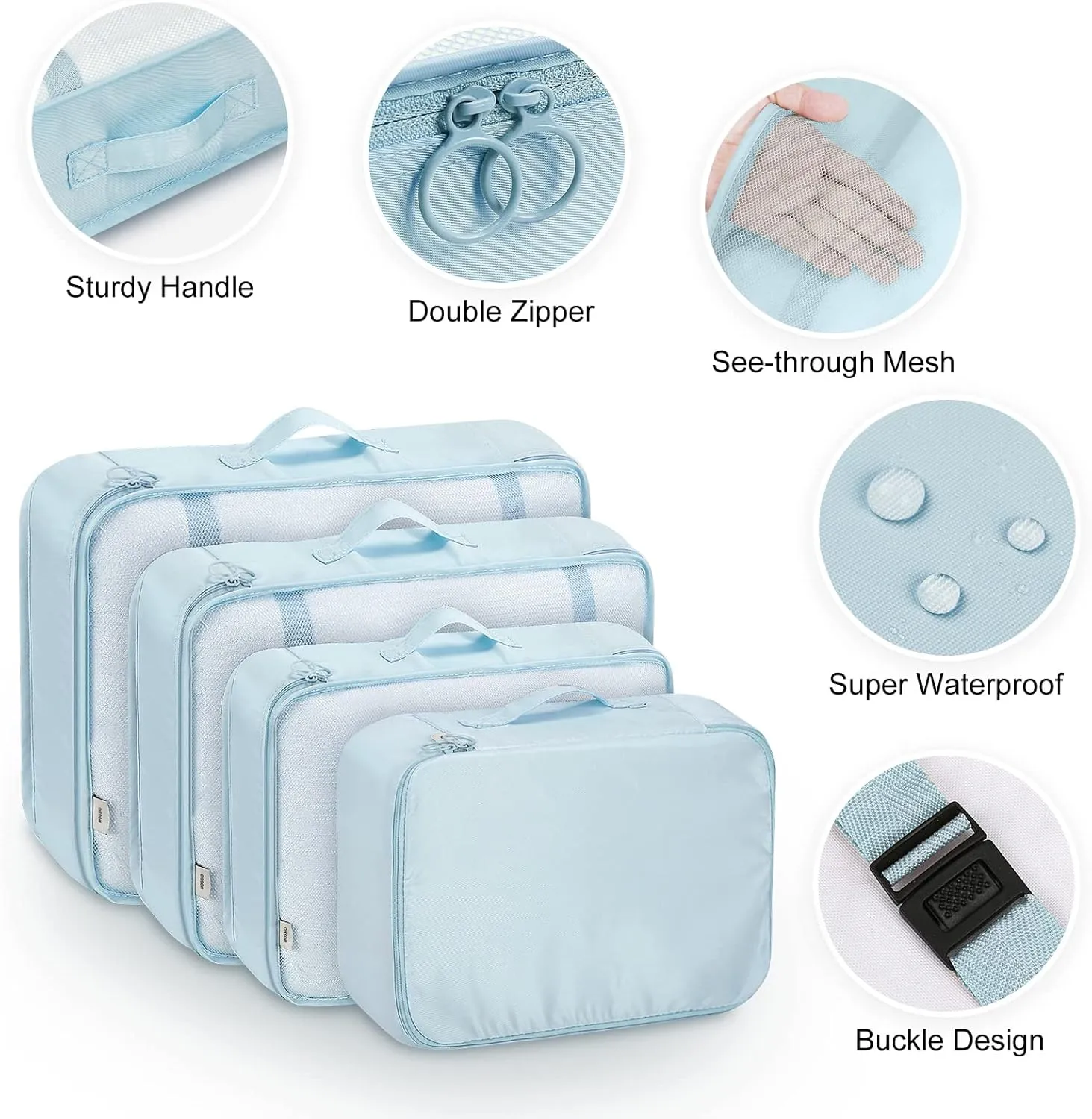 Mossio 8 Set Packing Cubes with Shoe Bag - Travel Luggage Organizer for Suitcase Clothes Storage Bag