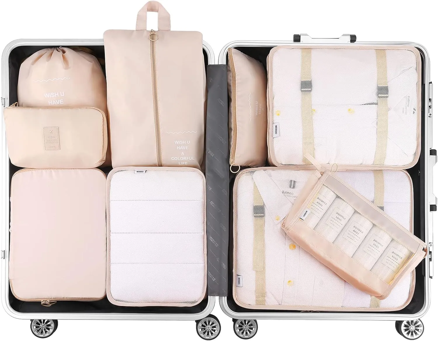 Mossio 9 Set Packing Cubes with Shoe Bag & Electronics Bag - Luggage Organizers Suitcase Travel Accessories