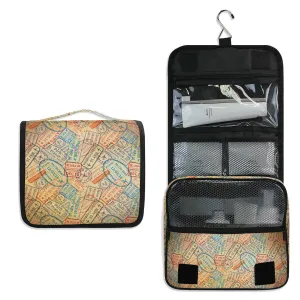 MOYYO Travel Hanging Toiletry Bag Colorful International Travel Visa Rubber Stamps Imprints Cosmetic Makeup Bag Portable Cosmetic Pouch Waterproof Shower Bag Travel Organizer Case for Women Girls
