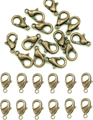 MSCFTFB 300 Pieces Mini Lobster Clasps Metal Lobster Claw Clips Fastener Hooks for Bracelet Necklace Choker Jewelry Making Findings DIY Keychain Bag Phone Dangle Charms (6x12mm,Antique Bronze)