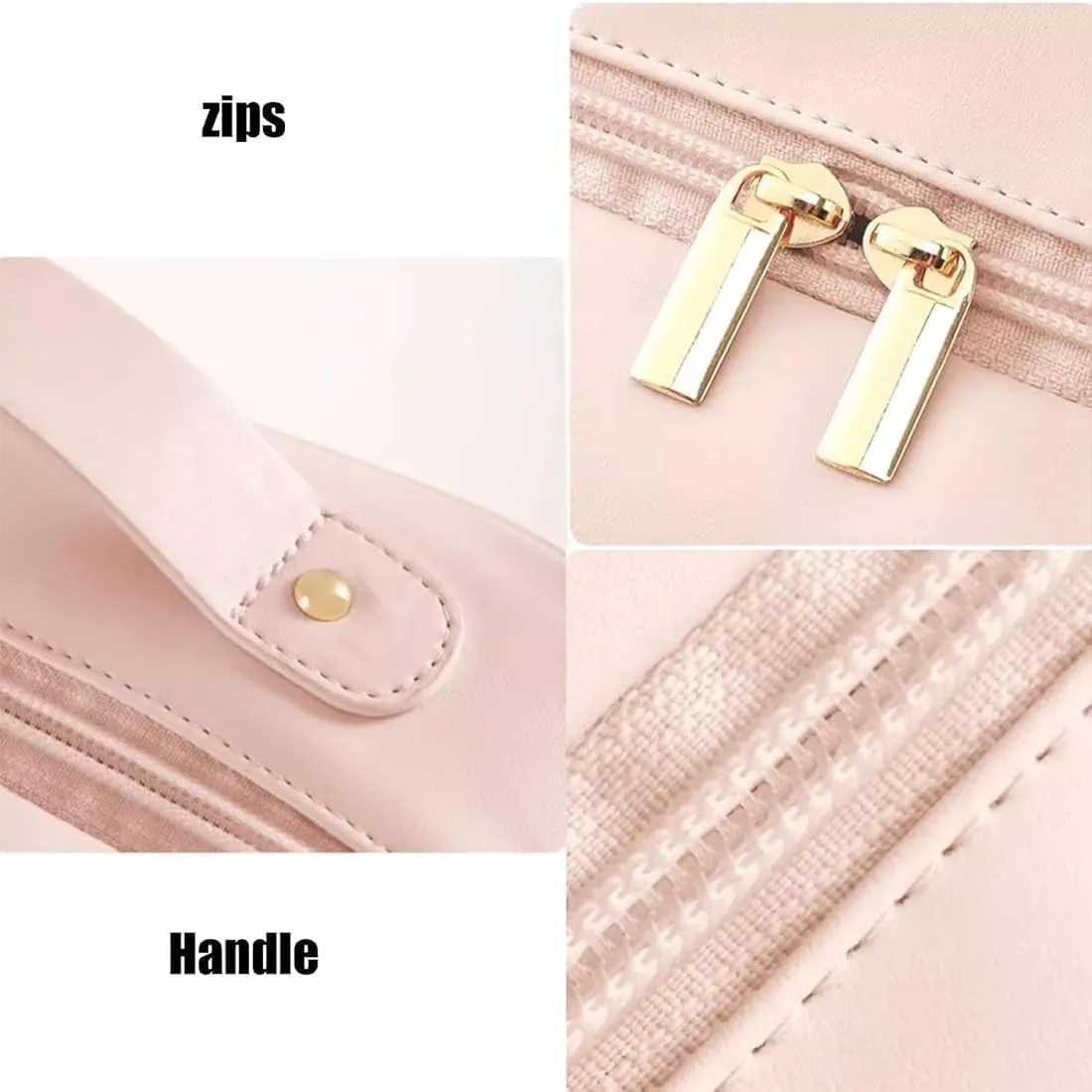 Multi Compartment Toiletry Cosmetic Bag, Super Large Capacity Multi Compartment Toiletry Bag, Multi-Compartment Toiletry Cosmetics Bag With Interlayer, Handle, Waterproof Pu Leather (2Pcs-B)