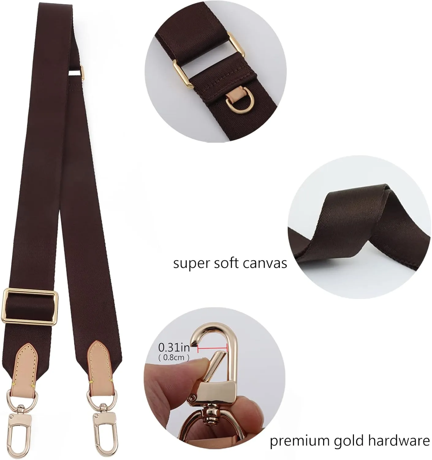Multi Pochette Accessories Replacement Crossbody Strap Adjustable Wide Canvas Strap for LV Purse Shoulder Bags