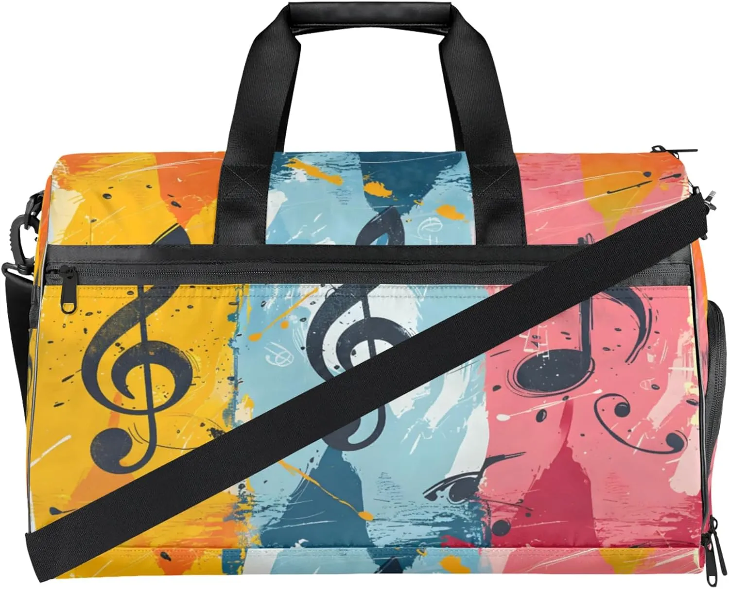 Music Gym Duffle Bag for Women,Waterproof Sports Note Duffle Bags Travel Weekender Bags for Men Women Overnight Bag with Shoes Compartment