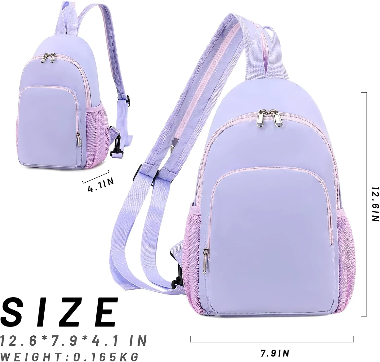 mygreen Sling Bag for Women, Sling Backpack Crossbody Convertible, Small Backpack Hiking Daypacks Water-resistant, Travel Shoulder Chest Bag for College Purple