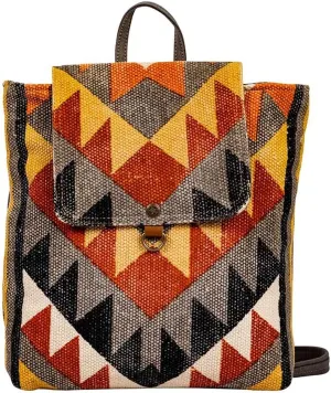 Myra Bag Backpack Bag for Women - Western Upcycled Canvas & Leather Bag Sunrise