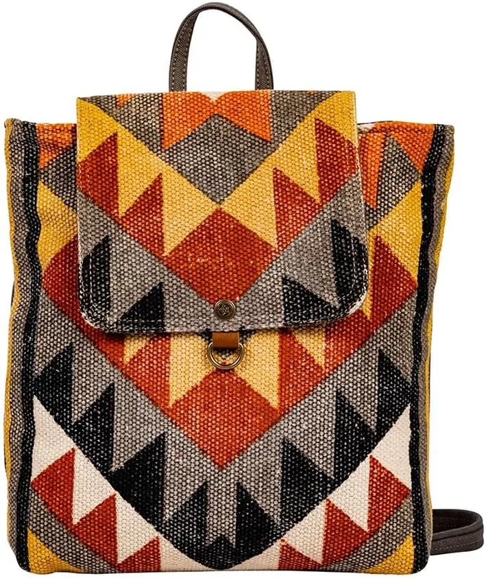 Myra Bag Backpack Bag for Women - Western Upcycled Canvas & Leather Bag Sunrise