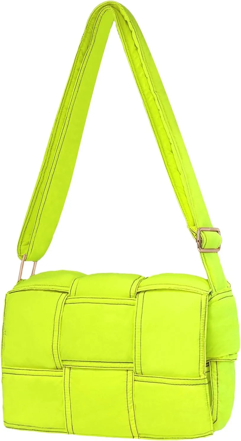 NAARIIAN Puffer Crossbody Bag for Women, Lightweight Puffy Shoulder Bags with Adjustable Strap,Quilted Woven Purse Hobo Bag
