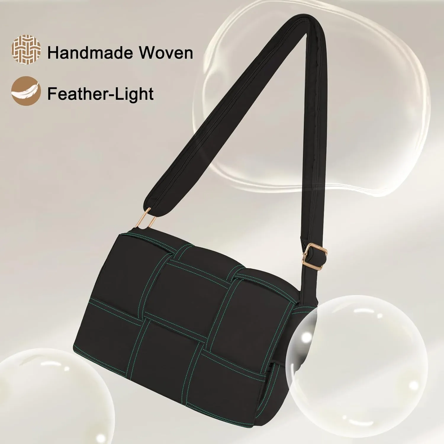 NAARIIAN Puffer Crossbody Bag for Women, Lightweight Puffy Shoulder Bags with Adjustable Strap,Quilted Woven Purse Hobo Bag
