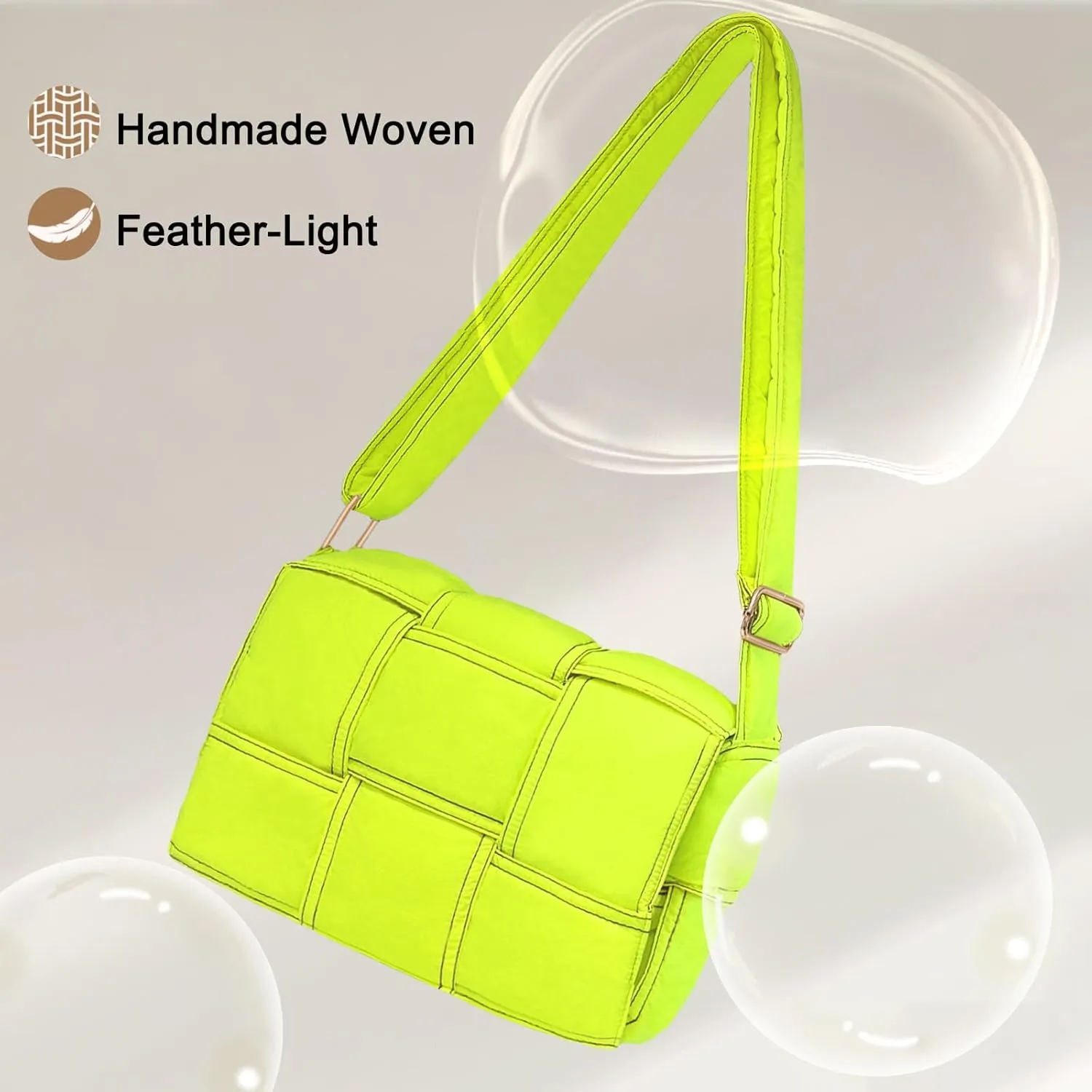 NAARIIAN Puffer Crossbody Bag for Women, Lightweight Puffy Shoulder Bags with Adjustable Strap,Quilted Woven Purse Hobo Bag
