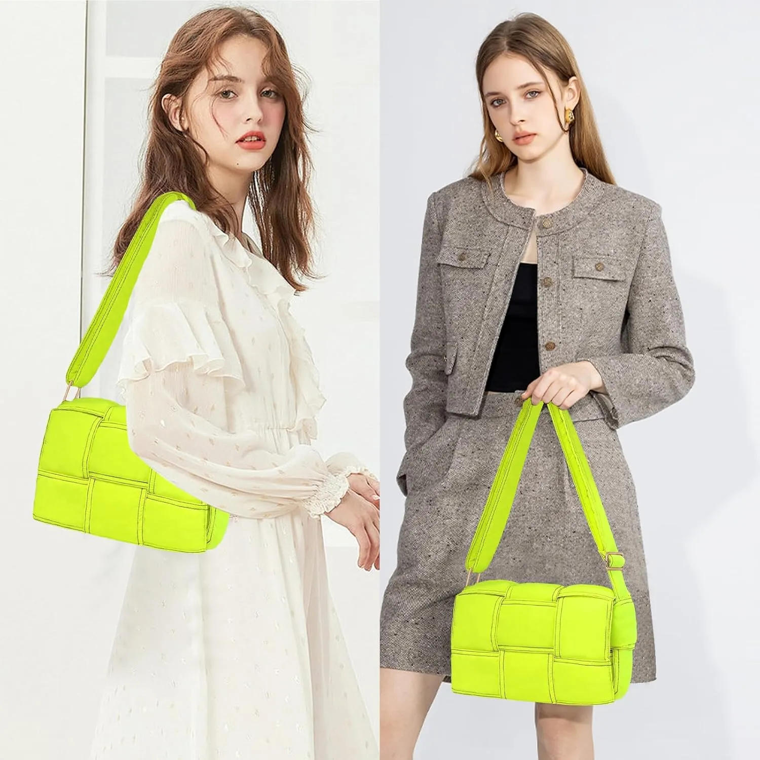 NAARIIAN Puffer Crossbody Bag for Women, Lightweight Puffy Shoulder Bags with Adjustable Strap,Quilted Woven Purse Hobo Bag