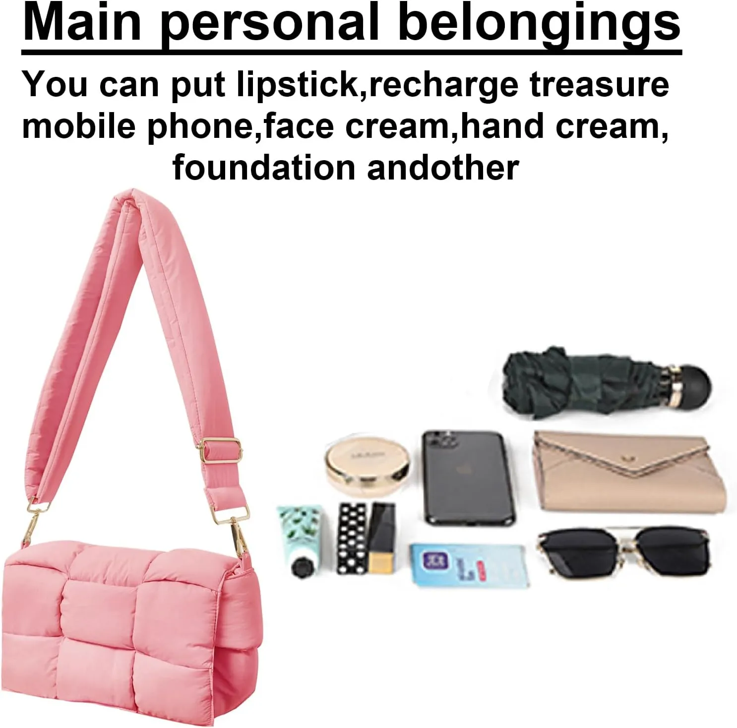 NAARIIAN Shoulder bags for women, Light-weight small puffer purses waterproof, hand-woven puffy bag crossbody handbag