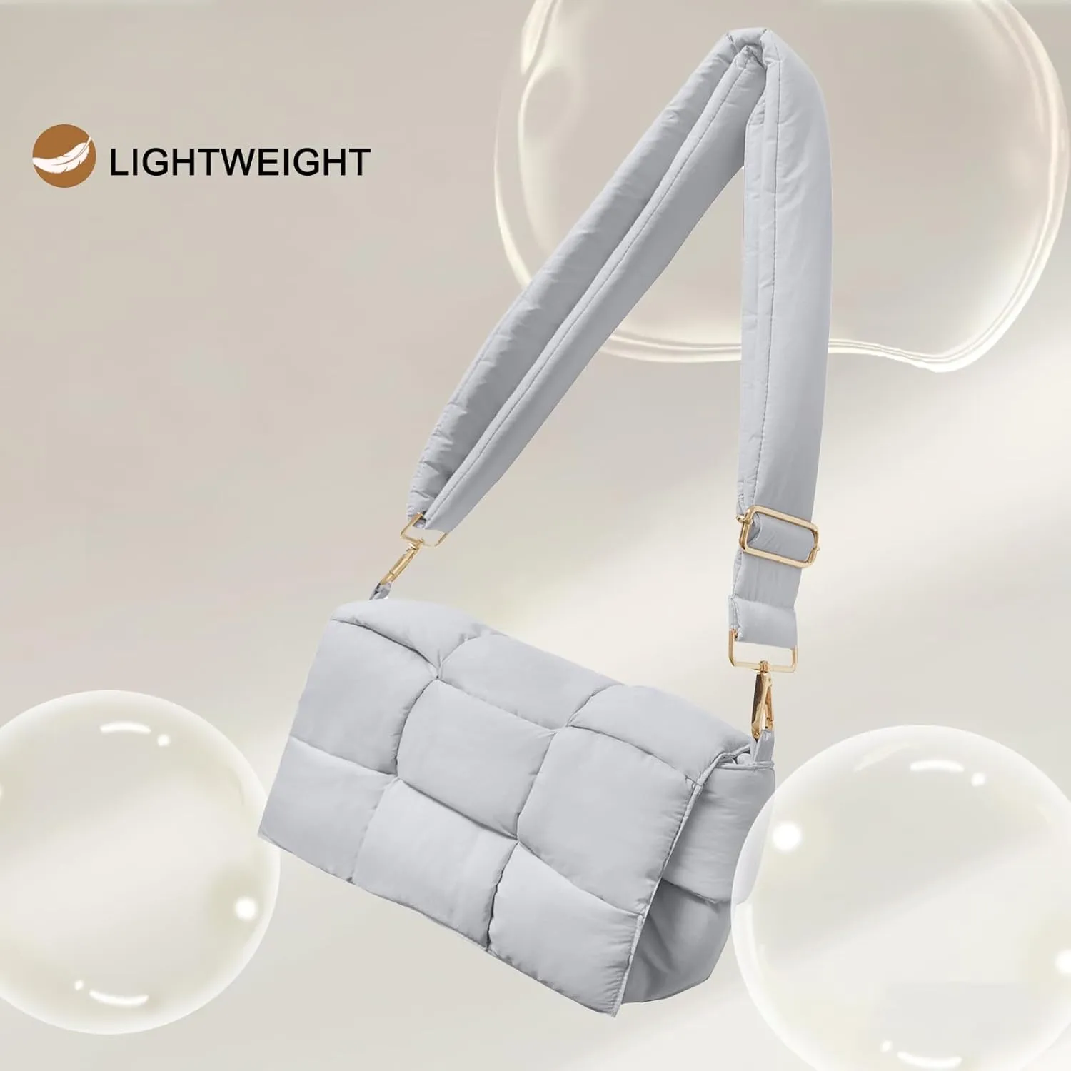 NAARIIAN Shoulder bags for women, Light-weight small puffer purses waterproof, hand-woven puffy bag crossbody handbag