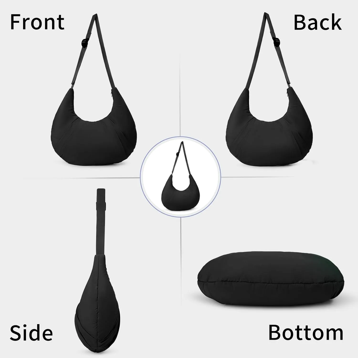 NAARIIAN Shoulder Bags for Women, Puffer Shoulder Bag, Cute Hobo Tote Handbag Mini Clutch Purse with Zipper Closure