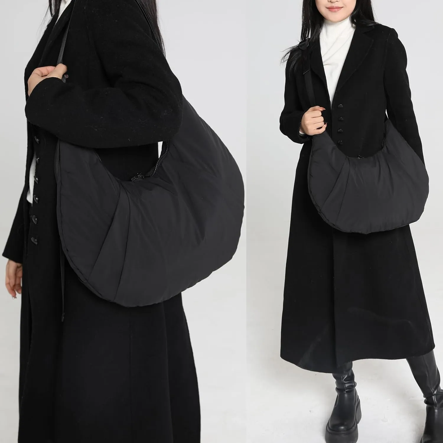 NAARIIAN Shoulder Bags for Women, Puffer Shoulder Bag, Cute Hobo Tote Handbag Mini Clutch Purse with Zipper Closure