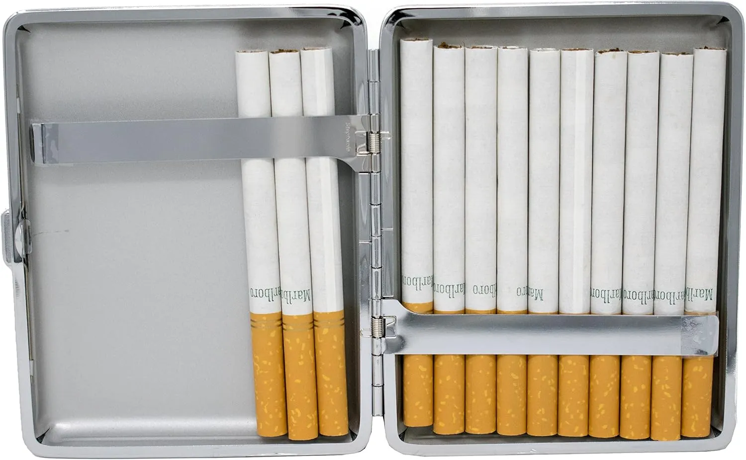 Navy Blue Crocodile Print Leather (Full Pack 100s) Metallic Cigarette Case & Stash Box