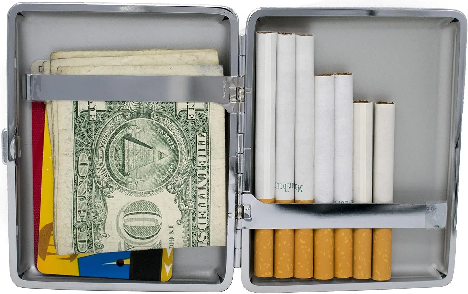 Navy Blue Crocodile Print Leather (Full Pack 100s) Metallic Cigarette Case & Stash Box