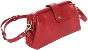 New Leather Retro Handmade Bag Unique Opening Small Cross Body Shoulder Bag Vintage Doctor Crossbody Bag for Women(Wine Red)