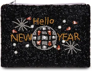 New Year Coin Purse for Women Beaded Coin Purse New Year’s Eve Coin Pouch Bag Handmade Small Change Purse Wallet with Zipper Happy New Year Outfits Accessories Gifts (Style A)