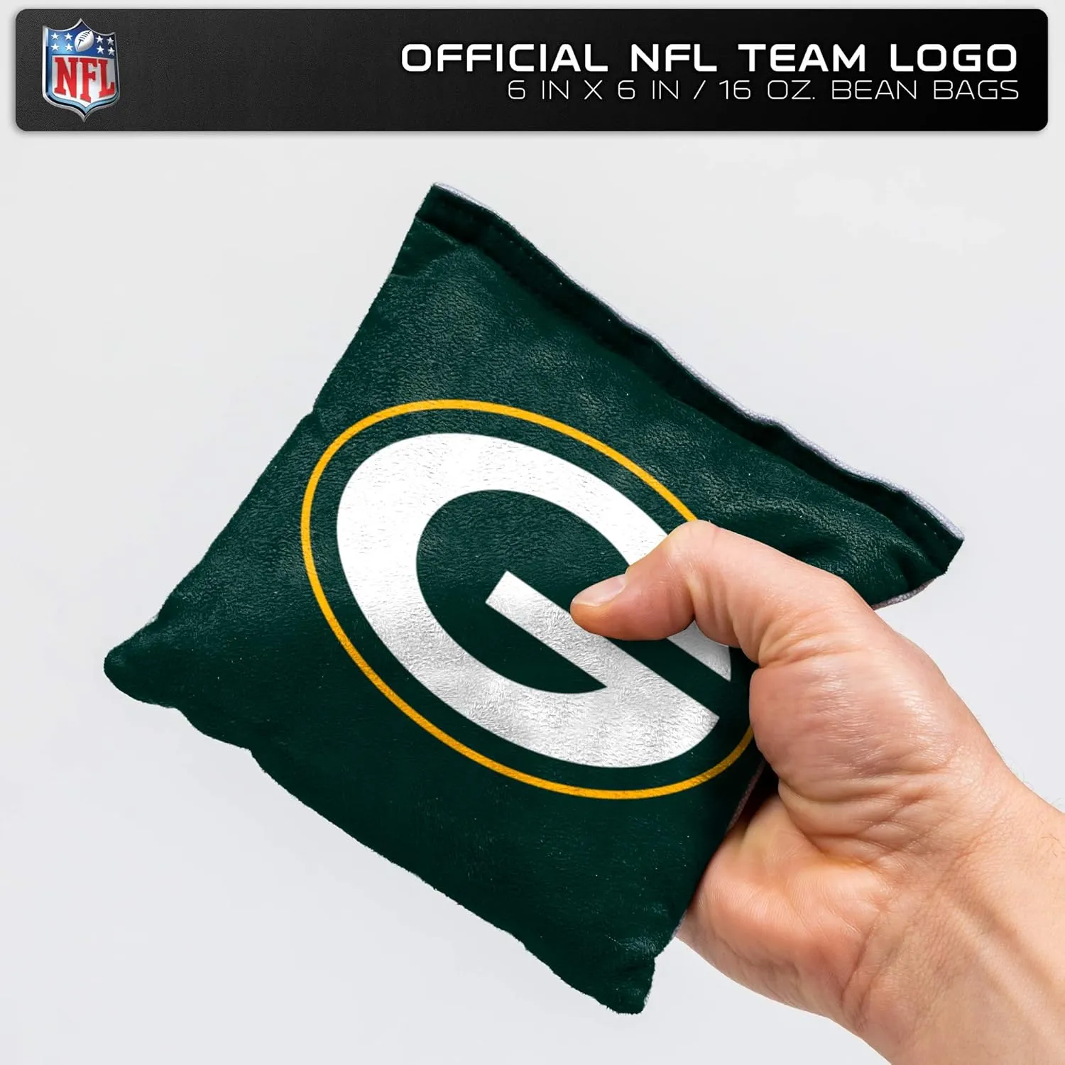 NFL Pro Football Green Bay Packers Dual-Sided Bean Bags by Wild Sports, 4 Pack - Premium Toss Bags for Cornhole Sets