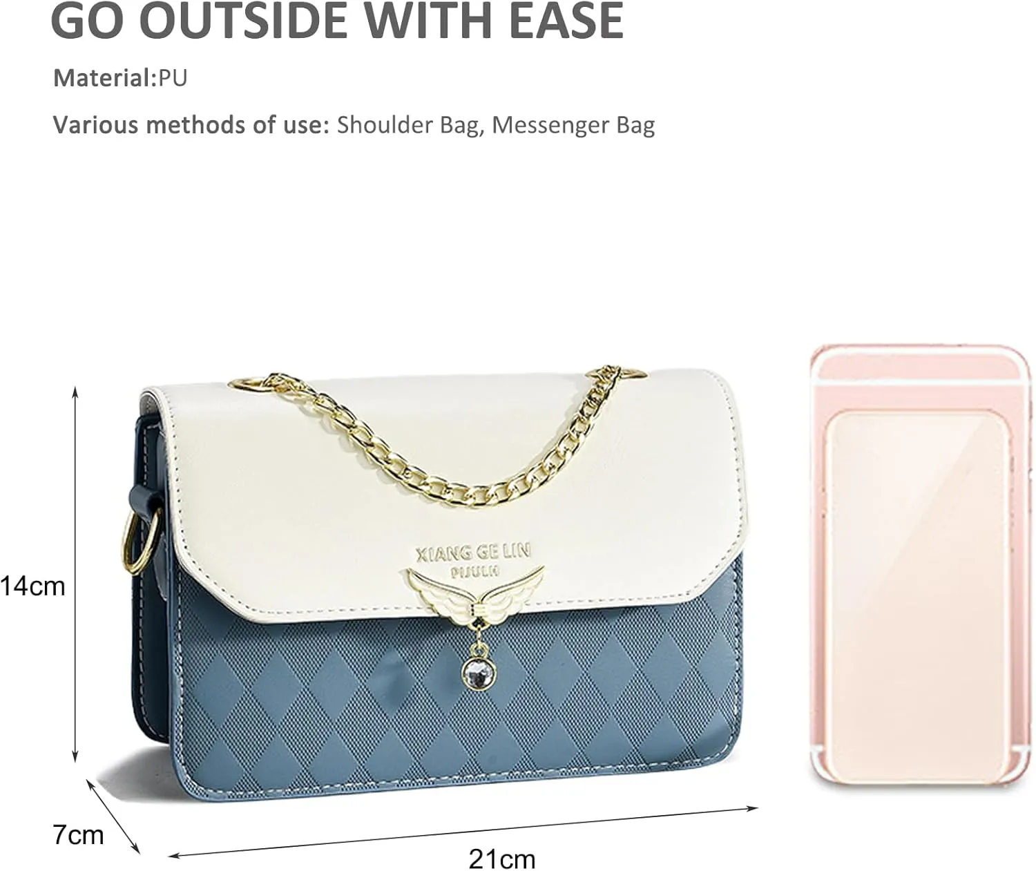 NICOLE & DORIS Crossbody Bags for Women Chain Handle Handbags Mini Shoulder Bag Patchwork