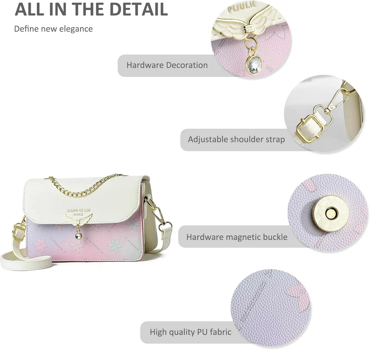 NICOLE & DORIS Crossbody Bags for Women Chain Handle Handbags Mini Shoulder Bag Patchwork