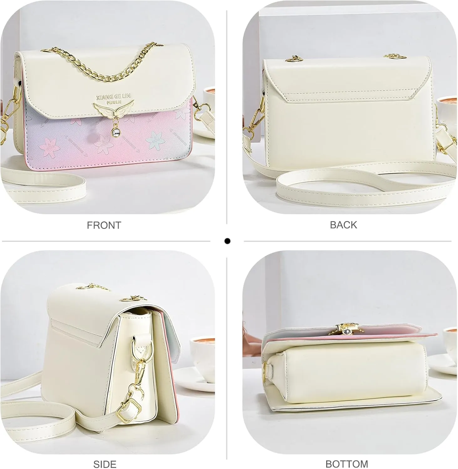 NICOLE & DORIS Crossbody Bags for Women Chain Handle Handbags Mini Shoulder Bag Patchwork
