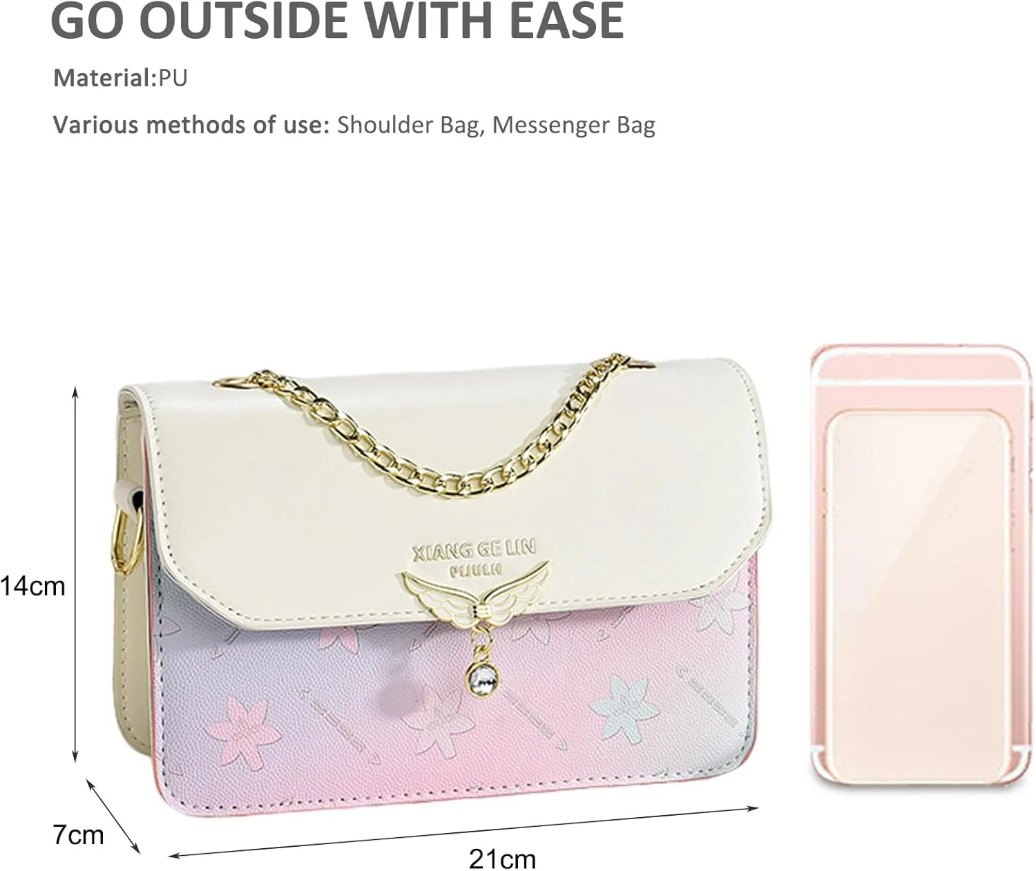 NICOLE & DORIS Crossbody Bags for Women Chain Handle Handbags Mini Shoulder Bag Patchwork