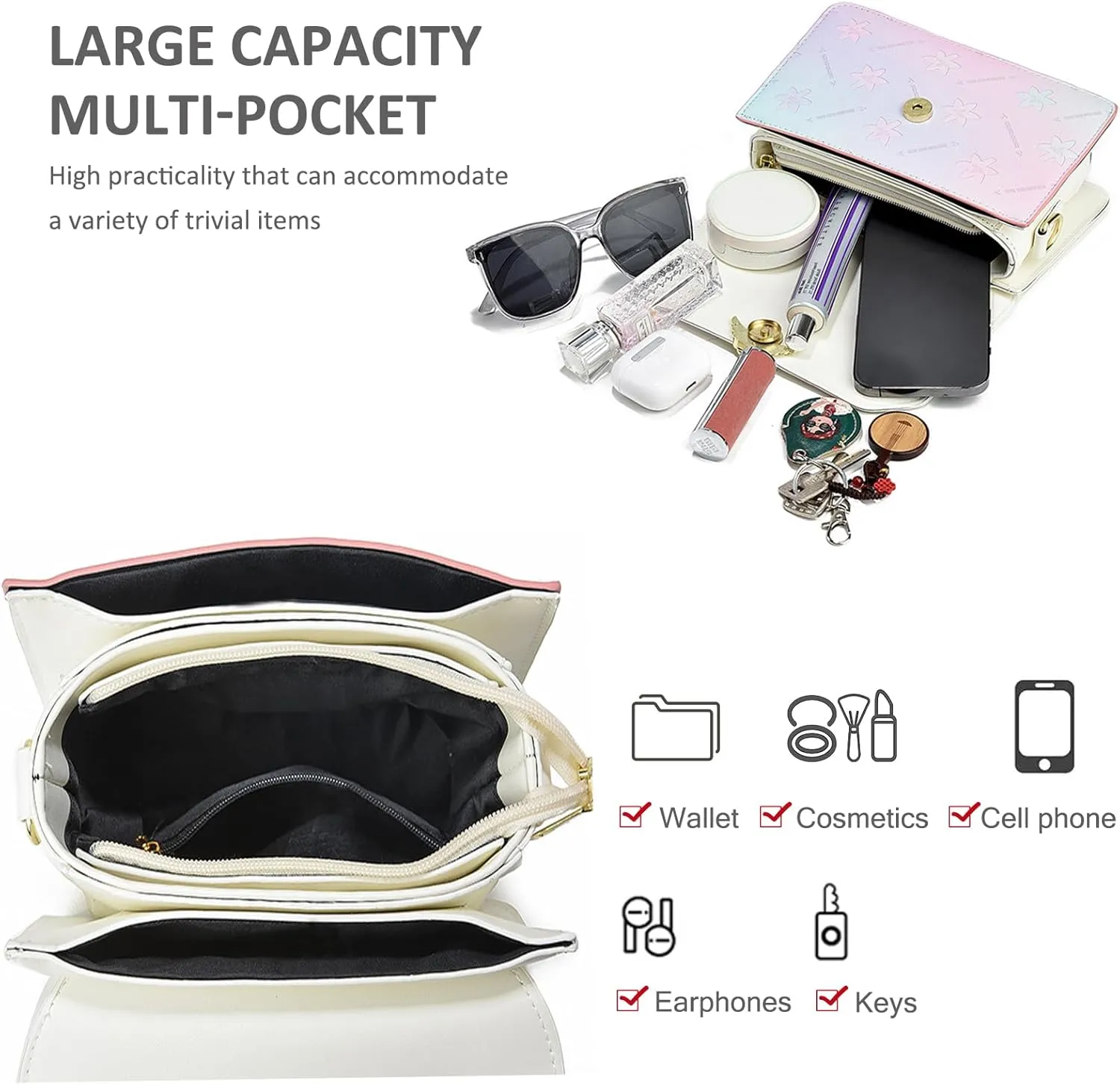 NICOLE & DORIS Crossbody Bags for Women Chain Handle Handbags Mini Shoulder Bag Patchwork
