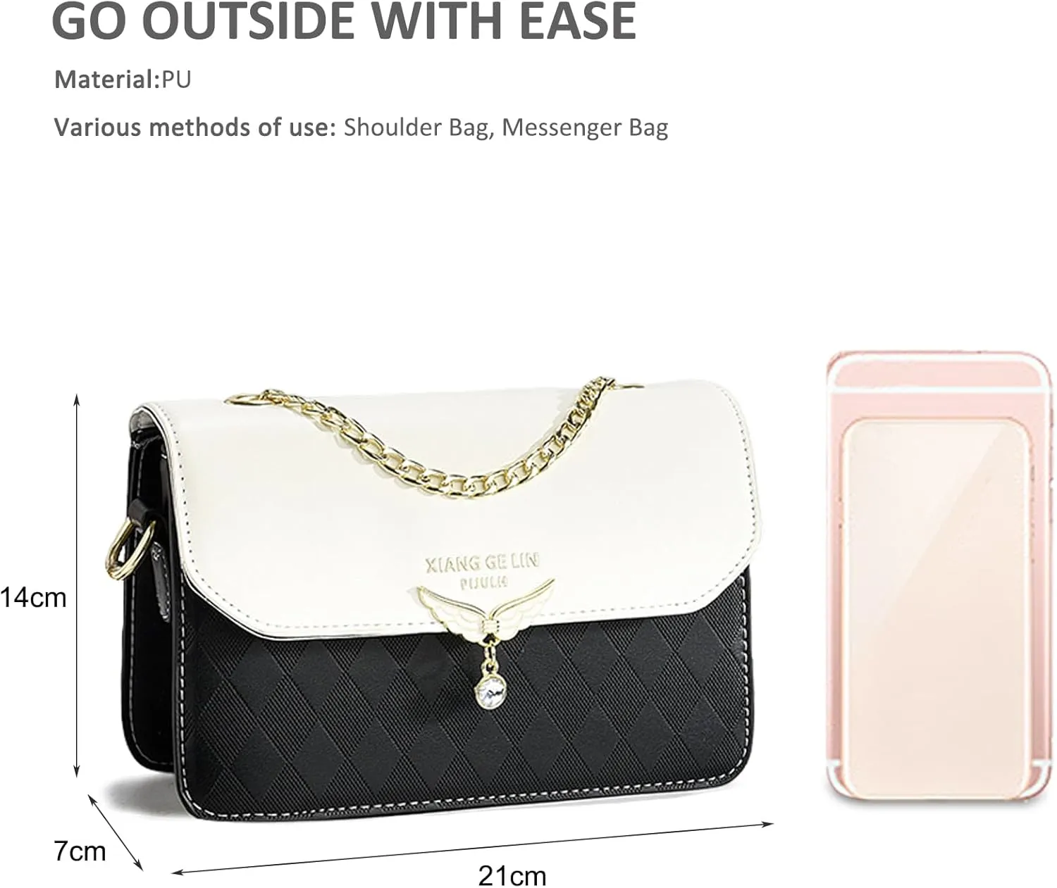 NICOLE & DORIS Crossbody Bags for Women Chain Handle Handbags Mini Shoulder Bag Patchwork