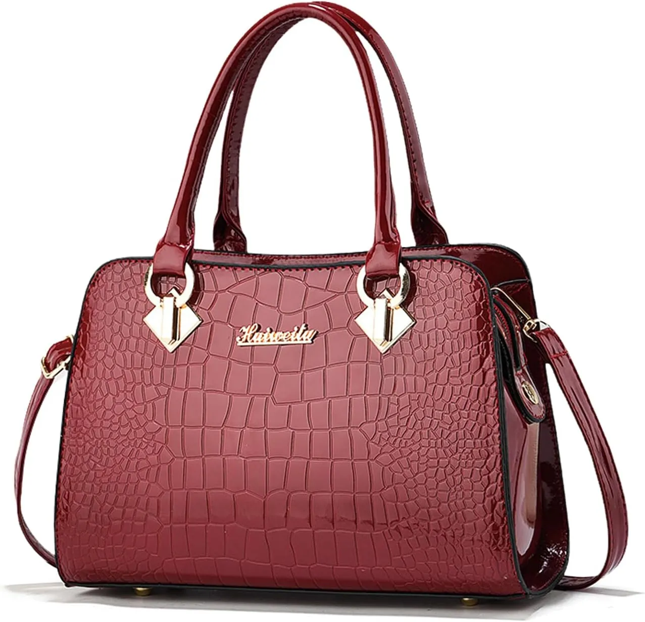 NICOLE & DORIS Ladies Medium Handbags Top Handle Bag Patent Leather Shoulder BagWaterproof Tote Bag