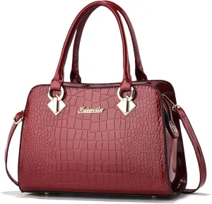 NICOLE & DORIS Ladies Medium Handbags Top Handle Bag Patent Leather Shoulder BagWaterproof Tote Bag