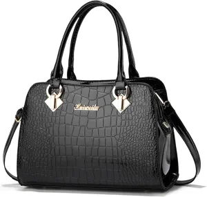 NICOLE & DORIS Ladies Medium Handbags Top Handle Bag Patent Leather Shoulder BagWaterproof Tote Bag