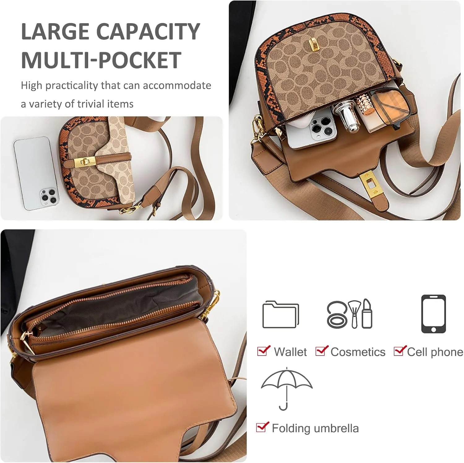 NICOLE & DORIS Ladies Small Shoulder Bags Crossbody Bags for Women Snake Printed Satchel Bag Phone Bags