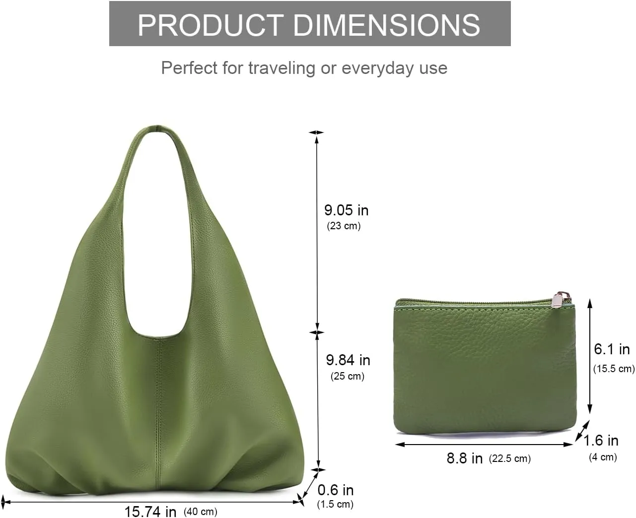 NIUEIMEE ZHOU Slouchy Hobo Bags for Women Retro Vegan Leather Shoulder Handbags with Coin Purse