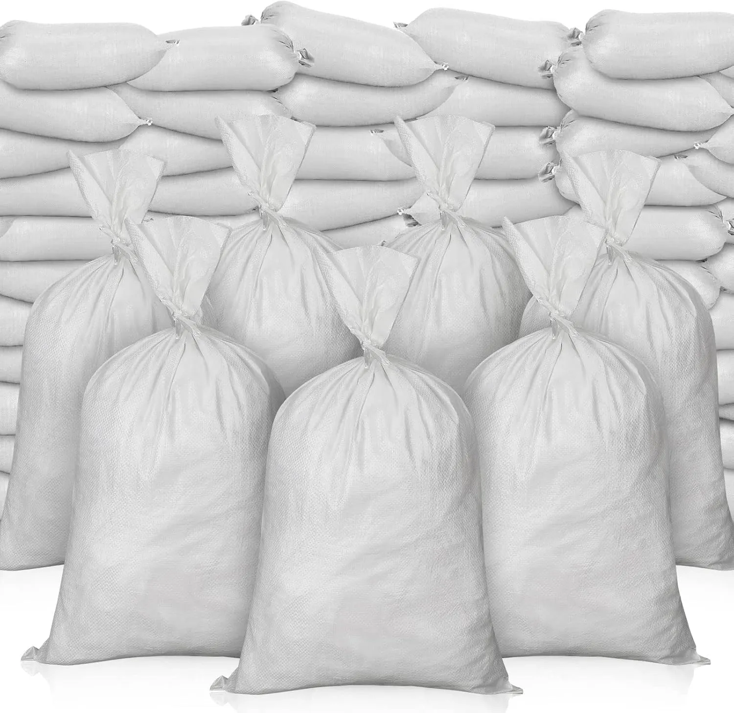 Nuenen 200 Pcs Empty Sandbags Heavy Duty Sand Bags with Ties Woven Polypropylene Sand Bags Bulk for Flooding 16 x 26 Inches Sandbag Flood Protection for Emergency Hurricane Supplies(White)