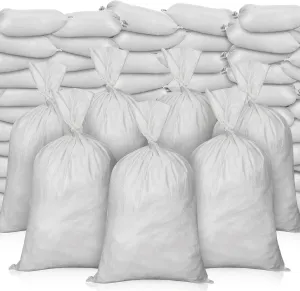 Nuenen 200 Pcs Empty Sandbags Heavy Duty Sand Bags with Ties Woven Polypropylene Sand Bags Bulk for Flooding 16 x 26 Inches Sandbag Flood Protection for Emergency Hurricane Supplies(White)