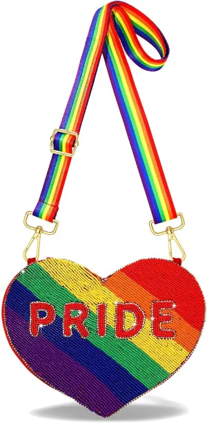 NVENF Rainbow Purse Pride Rainbow Beaded Purse Bisexual LGBTQ Crossbody Shoulder Bag Pride Month Accessory Party Favors Gifts