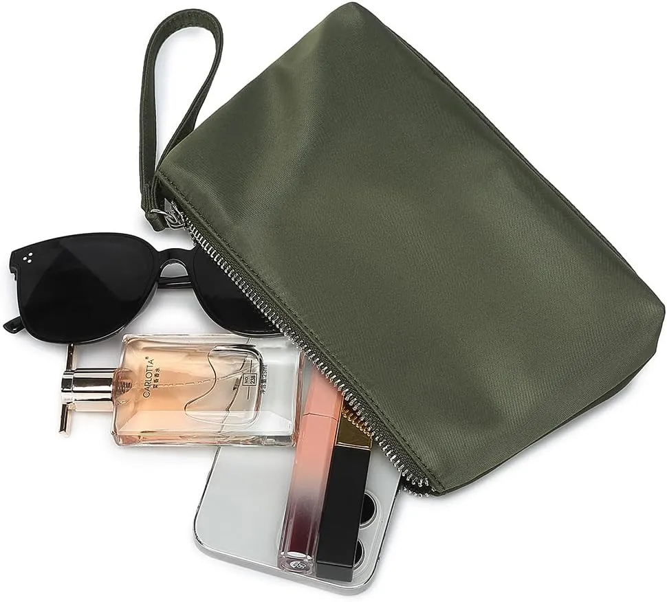 Nylon Wristbands Bag Makeup Pouch for Purse Waterproof Wristbands Bag with Zipper Pocket Credit Card Pouch
