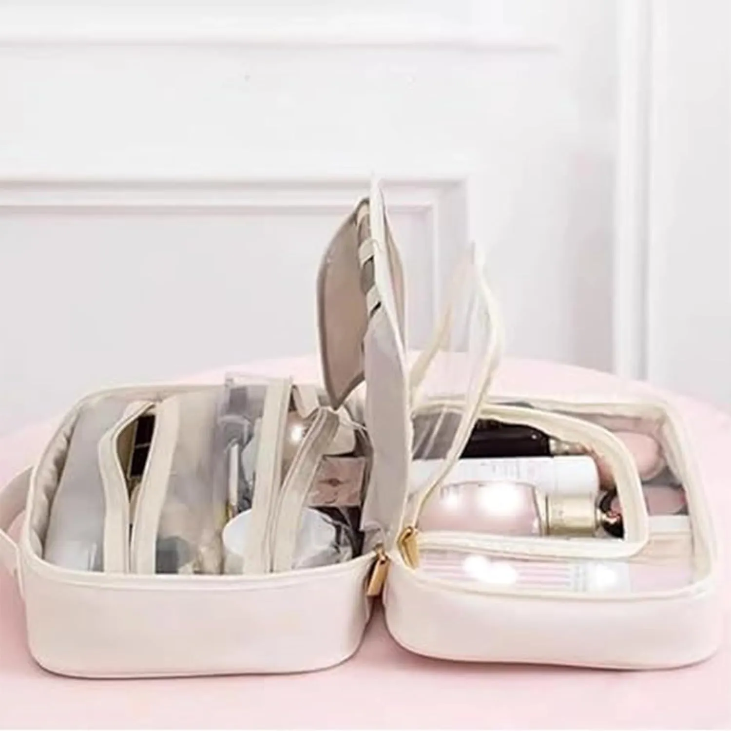 Obviousliy Multi-compartment Toiletry Cosmetics Bag, obviously makeup bags, women's pu leather waterproof, Large Capacity & Portable, Bathroom Travel, implements find dedicated dwellings (Black)