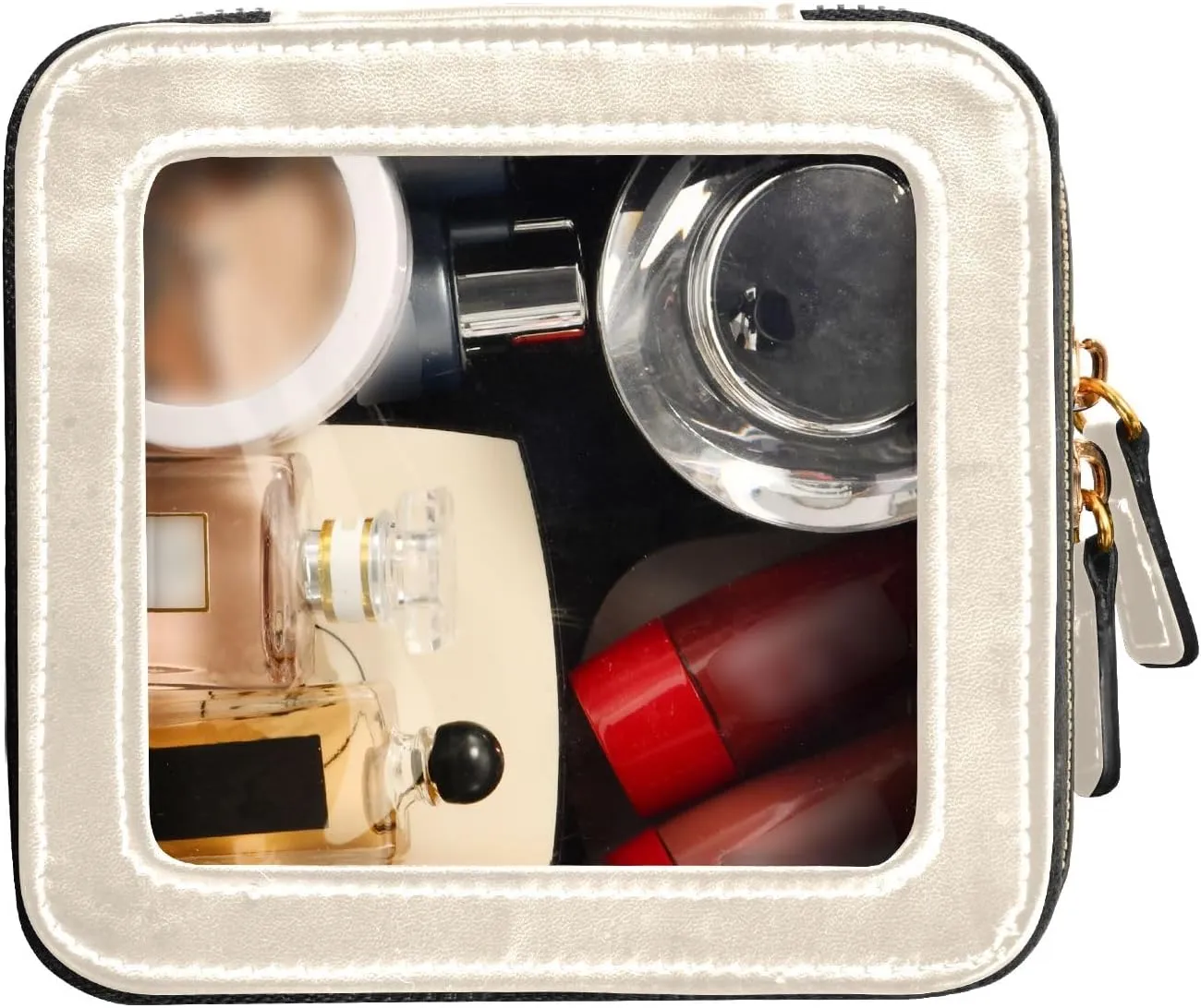 ODAWA Car Cosmetic Bag Antique White Cute Makeup Bag Travel Cosmetic Organizer Bag Travel Makeup Bag Small Pouch