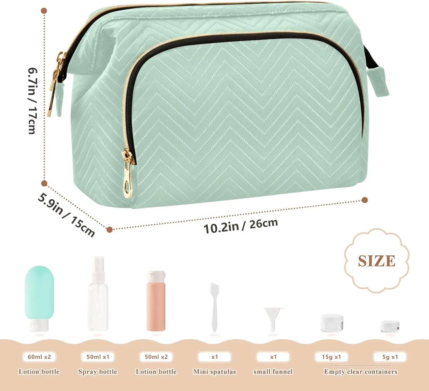 ODAWA Cosmetic Bags Horizon Blue Travel Makeup Organizer Case Toiletry Makeup Bags for Traveling Women
